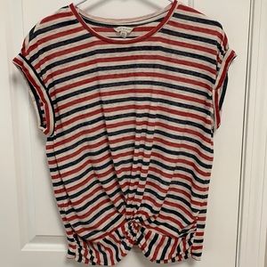 Lucky Brand Red White and Blue Stripe Knot Front T